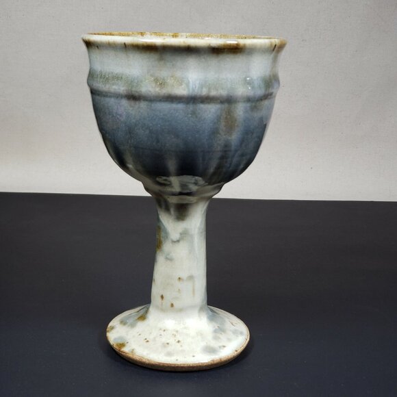 Handmade Ceramic Stoneware Goblet Chalice, 6.75" - Picture 2 of 5